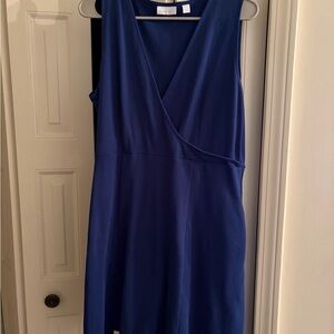 New York & Company Sleeveless Wrap-Front Navy Blue Midi Dress